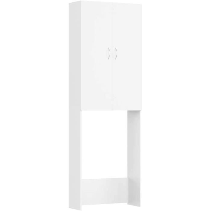 Meuble pour Machine à Laver Armoire Haute de Rangement Armoire à Lave-Linge Présentoir Buanderie Intérieur Blanc 64x25,5x190 c[360]