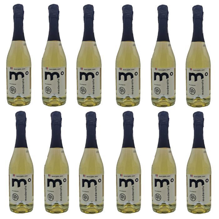Moderato - Pack de 12 bebidas sin alcohol con gas Moderato - Botellas de 750 ml