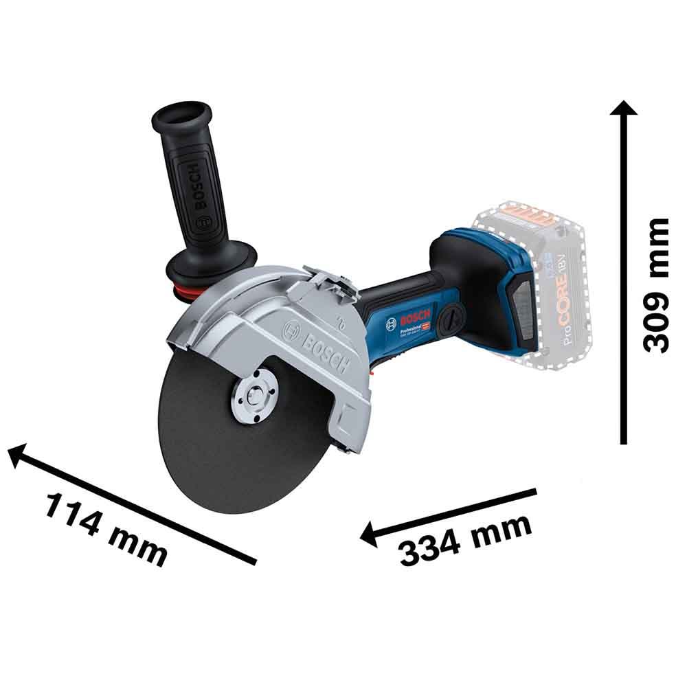 Esmerilhadeira angular sem escova BOSCH 18V BITURBO de 180 mm, modelo GWS 18V-180 PC 06019H6E01