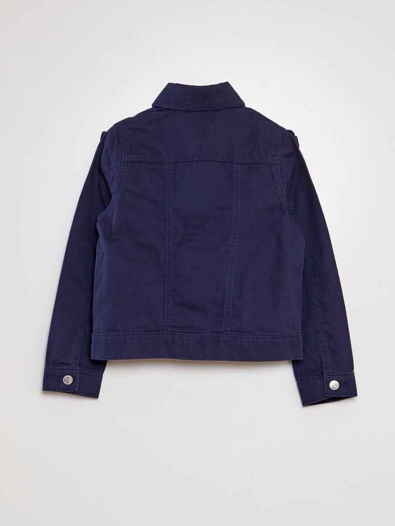 Gerimpeld denim jasje - ZWART