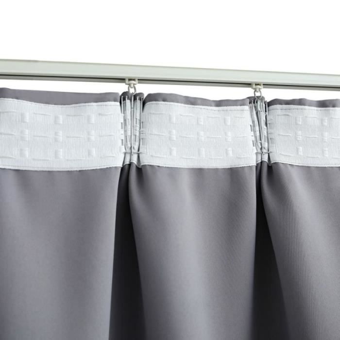 Rideau occultant - vidaXL - 290x245 cm - Gris - Polyester - Lavable en machine