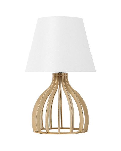 Lampa stołowa drewniana 36cm biała