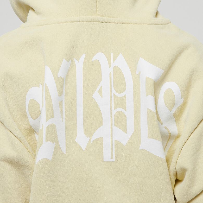 Grote hoodie met oud Engels logo, gewassen look en cropped model met rits.