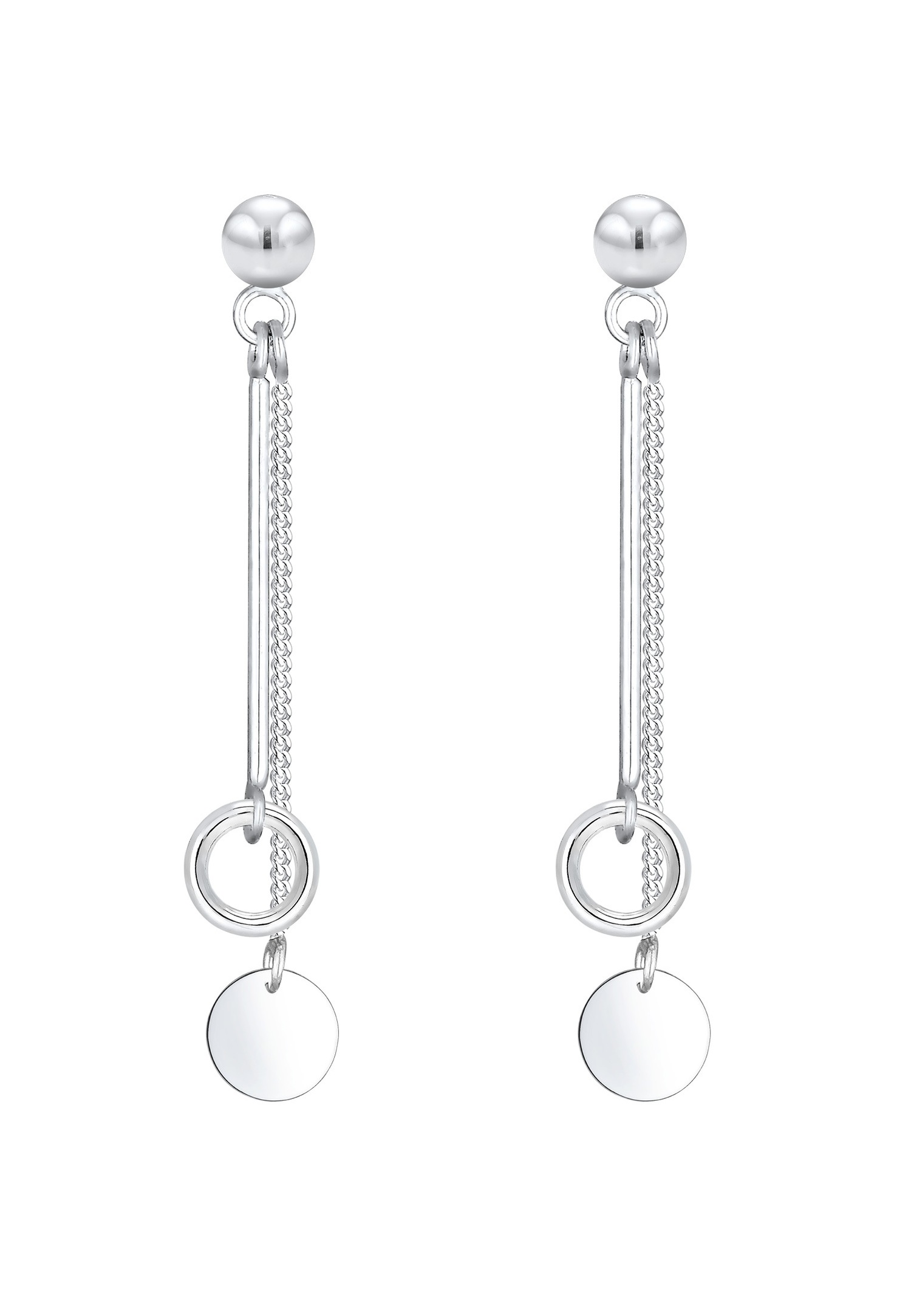 Elli Femmes Pendentif d'oreilles Chaîne Cercle Bâton Géo Basique en Argent Sterling 925