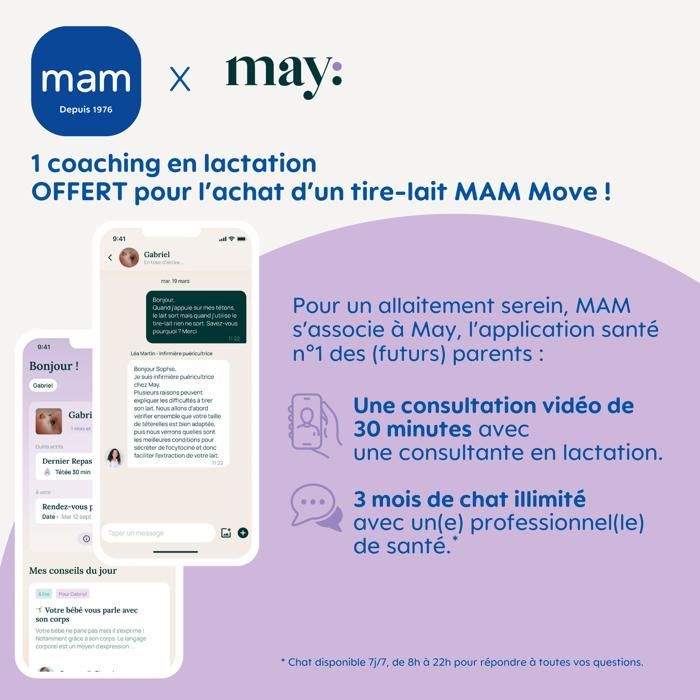 Tiralatte senza fili MAM Move, a mani libere, con 3 modalità e 5 livelli di intensità, per un'estrazione efficace e discreta.