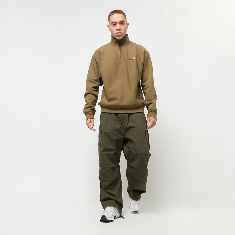 Felpa con mezza zip e scritta americana