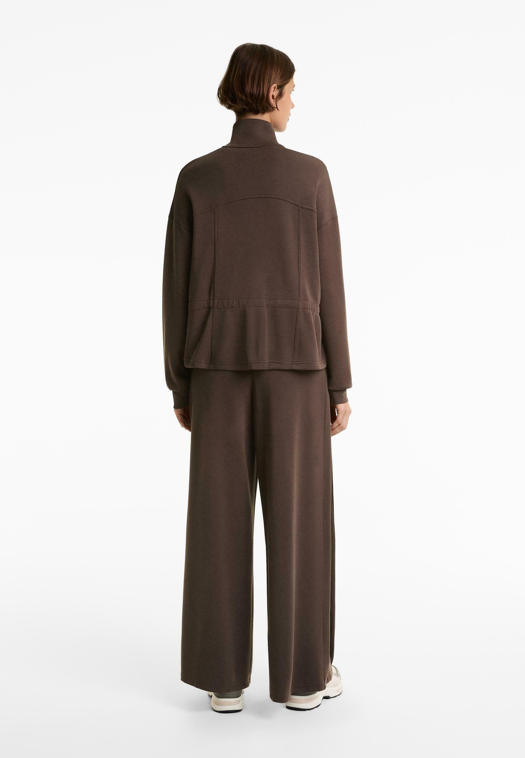 OYSHO SOFT-TOUCH WIDE LEG SIDE-PLEATED - Broek - donkerbruin