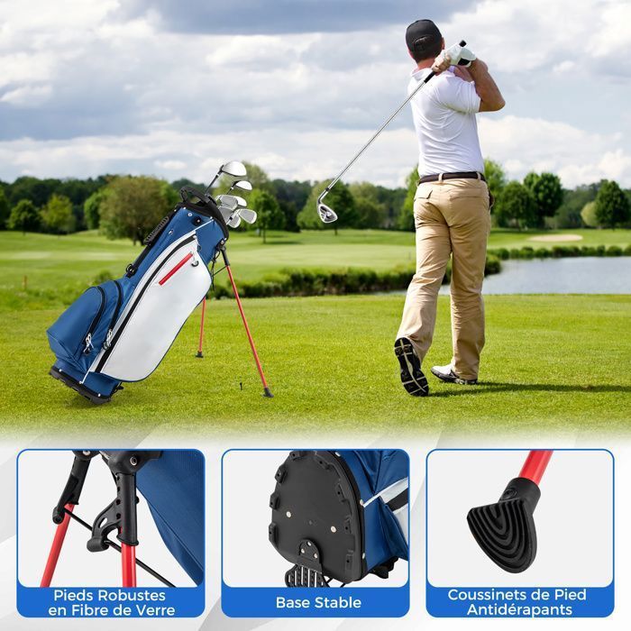 Bolsa de golf trípode para hombre COSTWAY, juego de 9 palos de golf con 3 fundas, correas ajustables y cabezas de palo lastradas.
