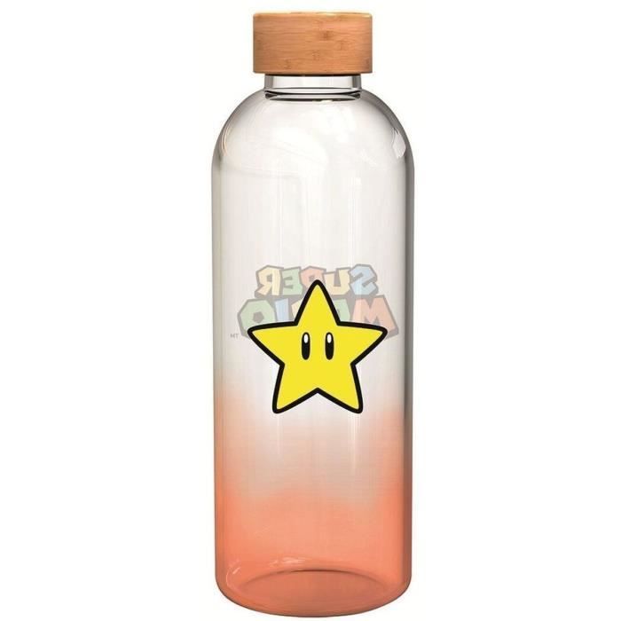 STOR - Super Mario Bros - Bouteille large en verre avec manchon Silicone - Réutilisable - 1030 ml