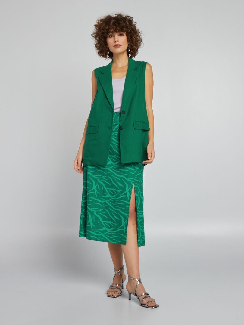 Mouwloos jasje met revers - GROEN