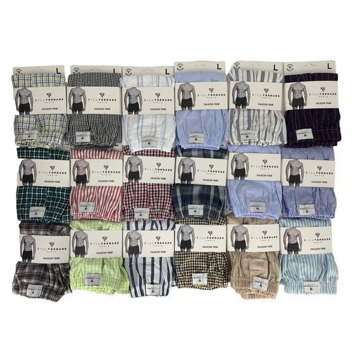 Bill Tornade 6er-Pack Herren-Boxershorts, 100 % Baumwolle, zufällige Farbauswahl – Bequeme, gewebte Boxershorts, lockere Passform, atmungsaktive Herrenunterwäsche
