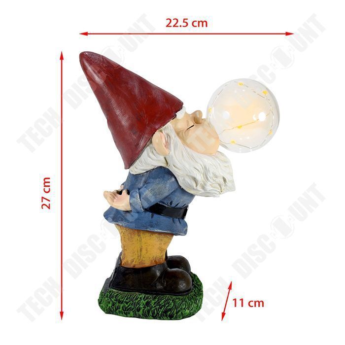 Garden decoration - TD® - Gnome statue - Solar lamp - Synthetic resin - 11x22.5x27 cm