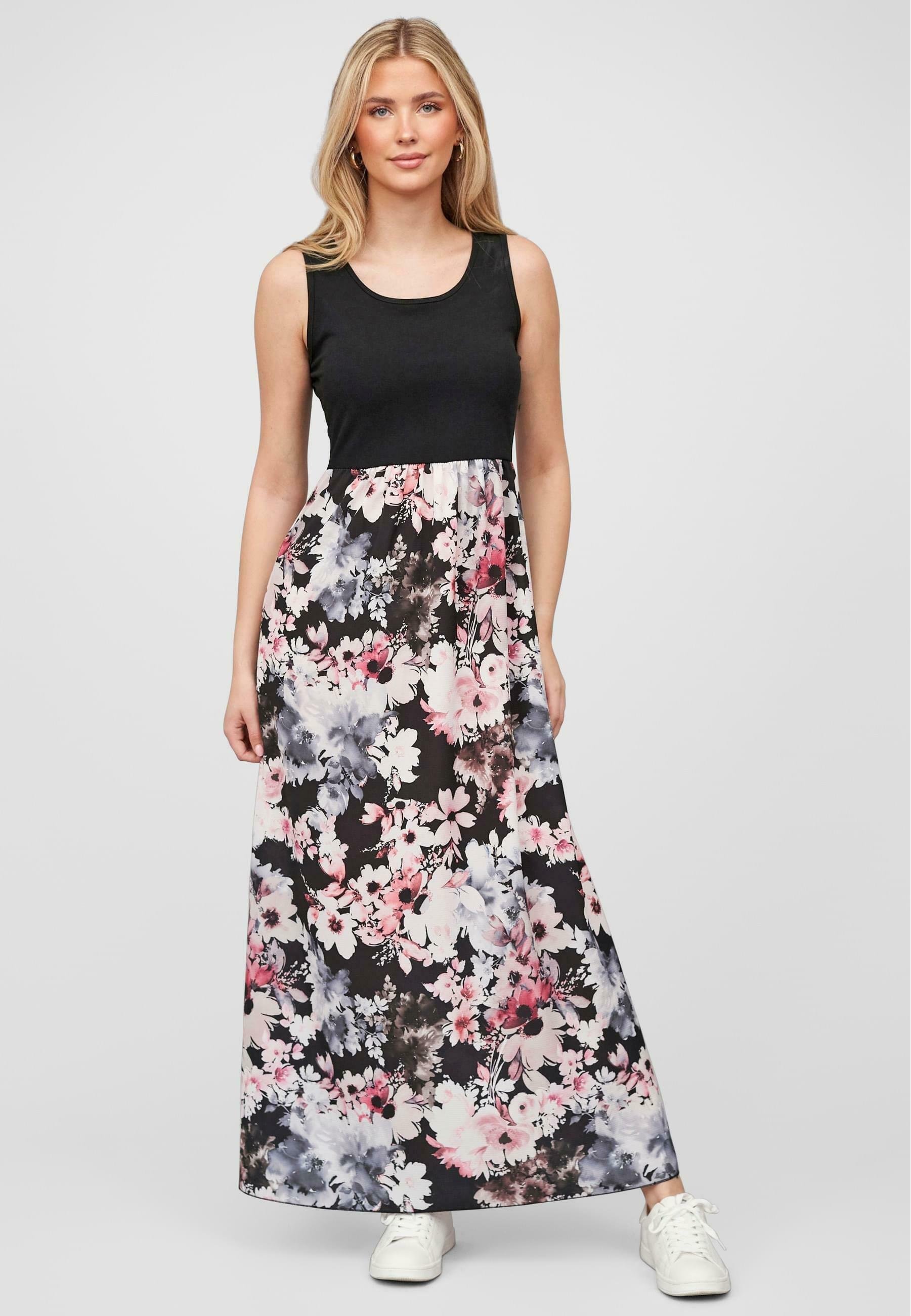 Cloud 5ive BLUMEN MUSTER - Maxikleid - schwarz