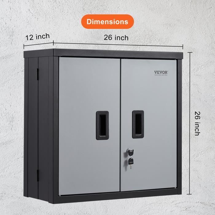 Armario de almacenamiento para garaje - VEVOR - 665 x 306 x 665 mm, plegable, de pared, capacidad de carga 108,8 kg, negro, para oficina, taller, garaje, almacén.