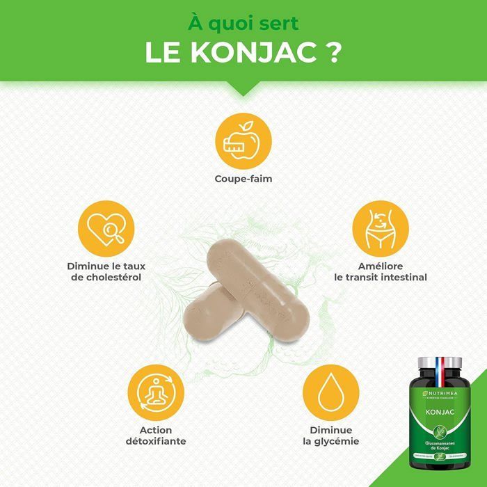 KONJAC PURO • 95% glucomanano - cápsula • Supressor de apetite • Desintoxicante • Suplemento alimentar para emagrecimento