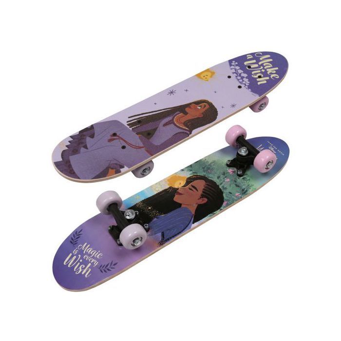 DISNEY WISH Asha Wooden Skateboard for Children, 61 cm, Non-slip, Lightweight and Stable, 20-50 kg