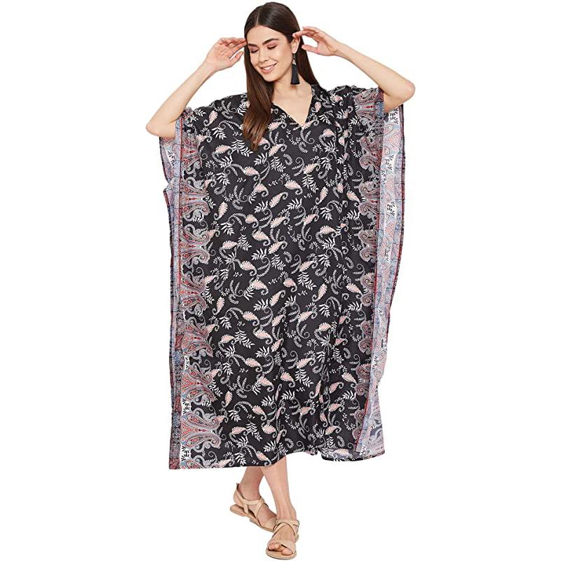 Robe maxi longue imprimée style caftan, robe de plage grande taille pour femme, robe de soirée