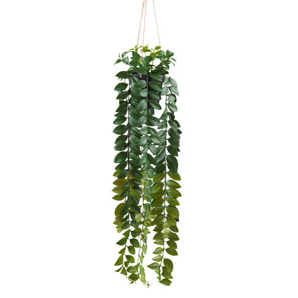 Plantă artificială Columnea suspendată într-un ghiveci suspendat din plastic, 85 cm