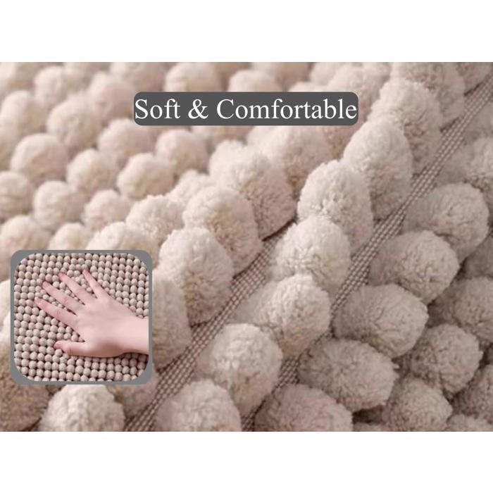 Soft Chenille Bath Mat - Absorbent and Non-Slip - Plush Bathroom Rug, Machine Washable - Grey Label