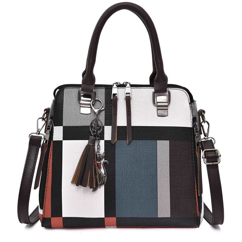 Ensembles pour femmes à carreaux, sac bandoulière élégant en cuir, grand sac composite, sac de courses de haute qualité SAC Main