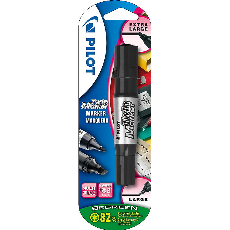 Feutre Pilot Twin Marker Noir, format jumbo