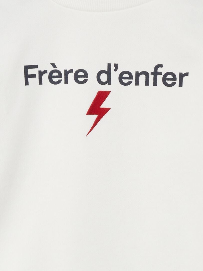 Bedrukte fleece sweater - Wit