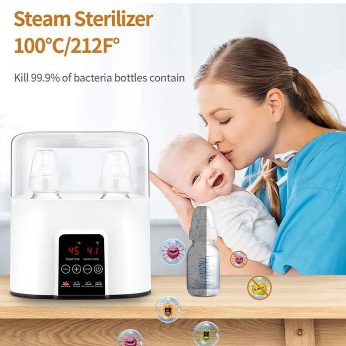Calentador y esterilizador de biberones 6 en 1, calentador rápido para comida de bebé con pantalla LCD, libre de BPA.