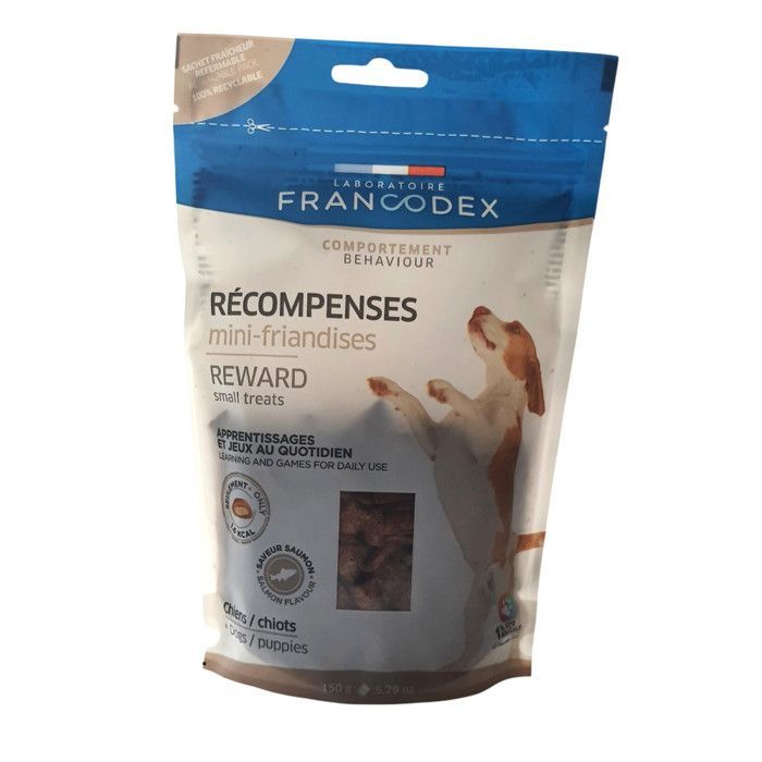 Mini premios/golosinas con sabor a salmón de 150 g para perros y cachorros - Francodex