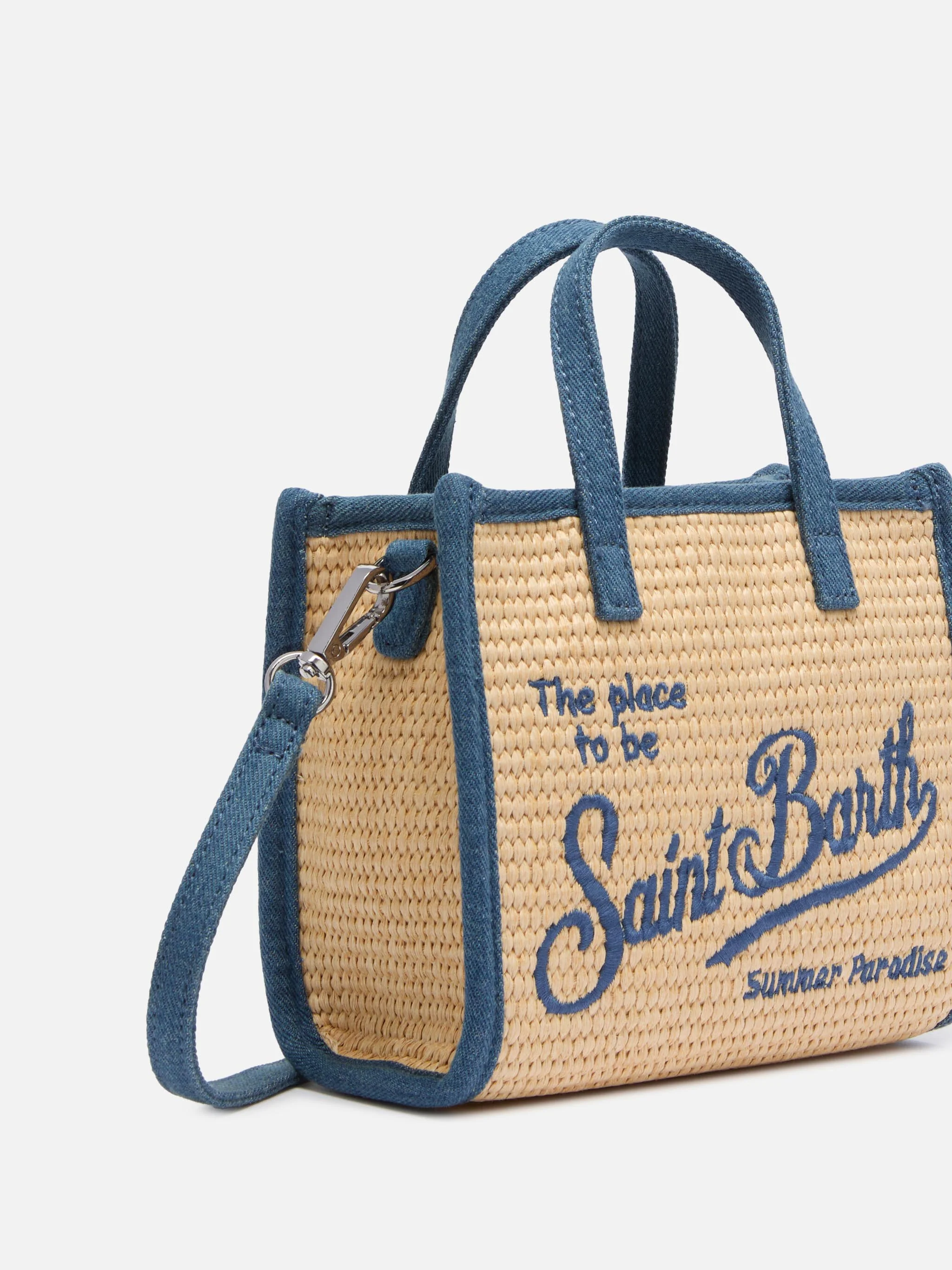 Vivian Mini beige handtas met stro-effect