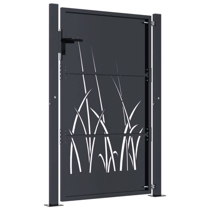 (SOLDE d'été) Portail de jardin/Porte d'Extérieure - JMS - anthracite 105x130cm acier ,conception d'herbe clôture4708