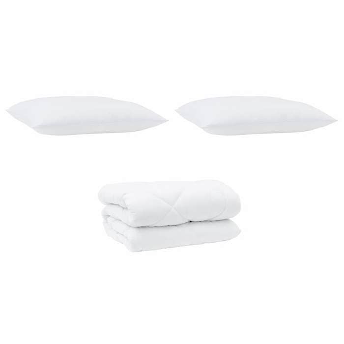 vidaXL Juego de edredón de invierno con almohada, 3 piezas, microfibra blanca, ropa de cama moderna, edredón cálido, manta acolchada 3377776