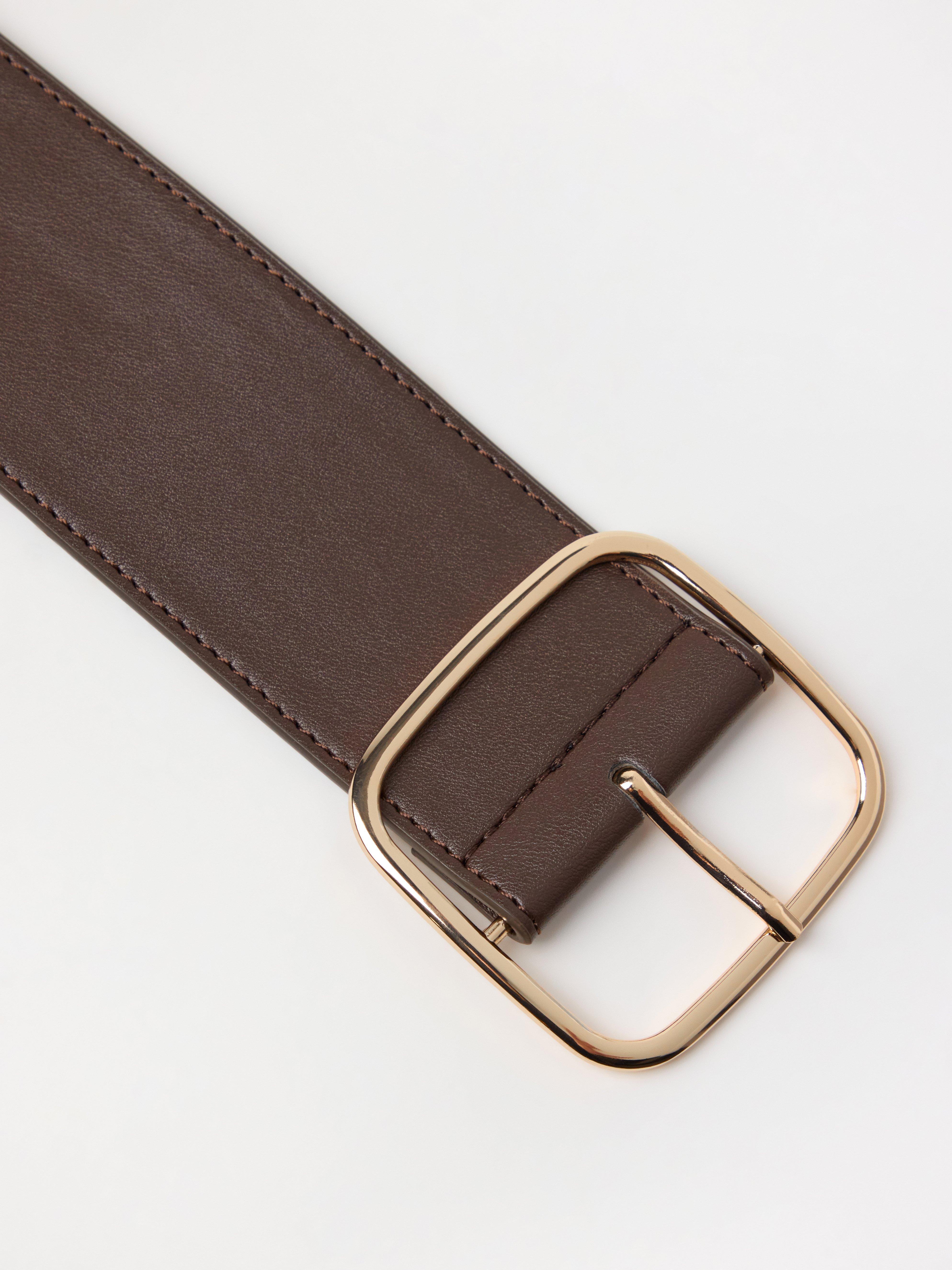 Bredt belte i imitert skinn DK Brown