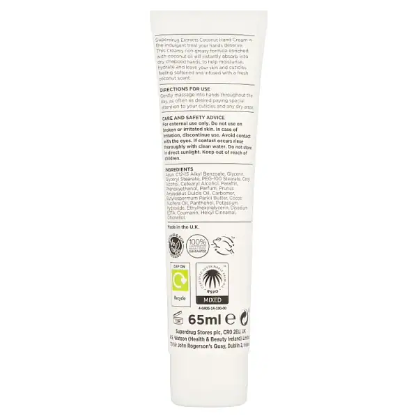 Superdrug Extracts Kokosový krém na ruky 65ml