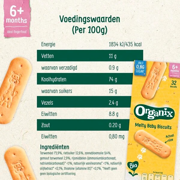 Organix Bio 6M+ Melty dječji keksi<br>4 komada