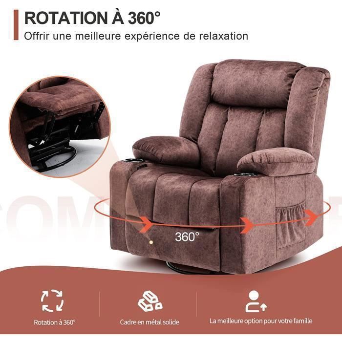 Poltrona com encosto ajustável (90°-160°), apoio para os pés retrátil, 2 porta-copos e bolsos laterais - Cinza