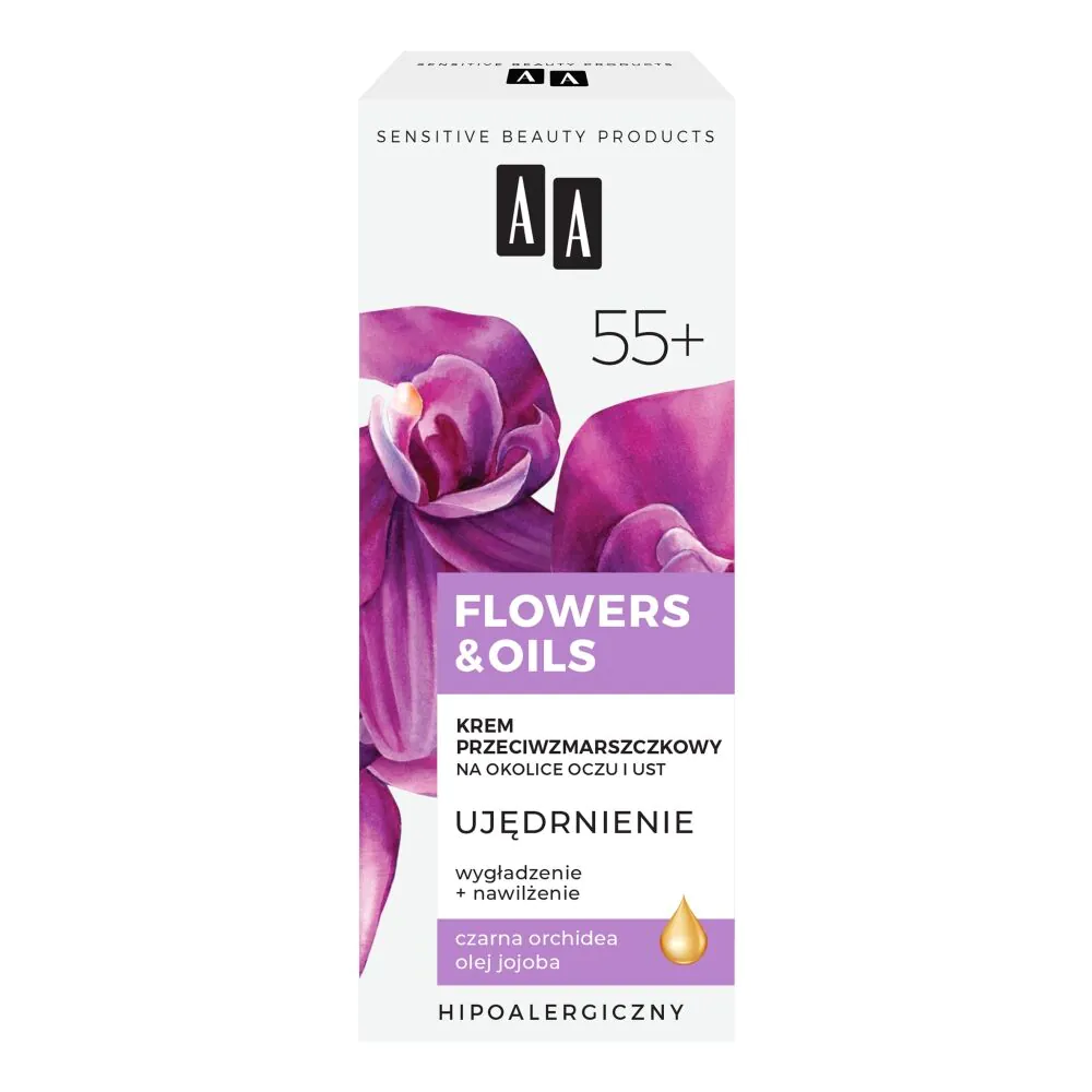 AA Flowers & Oils 55+ Ujędrnienie Krem Przeciwzmarszczkowy na Okolice oczu i ust