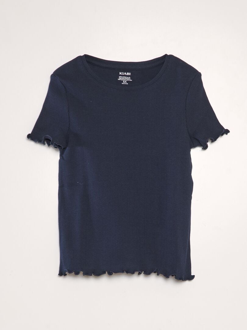 Geribbeld T-shirt - blauw