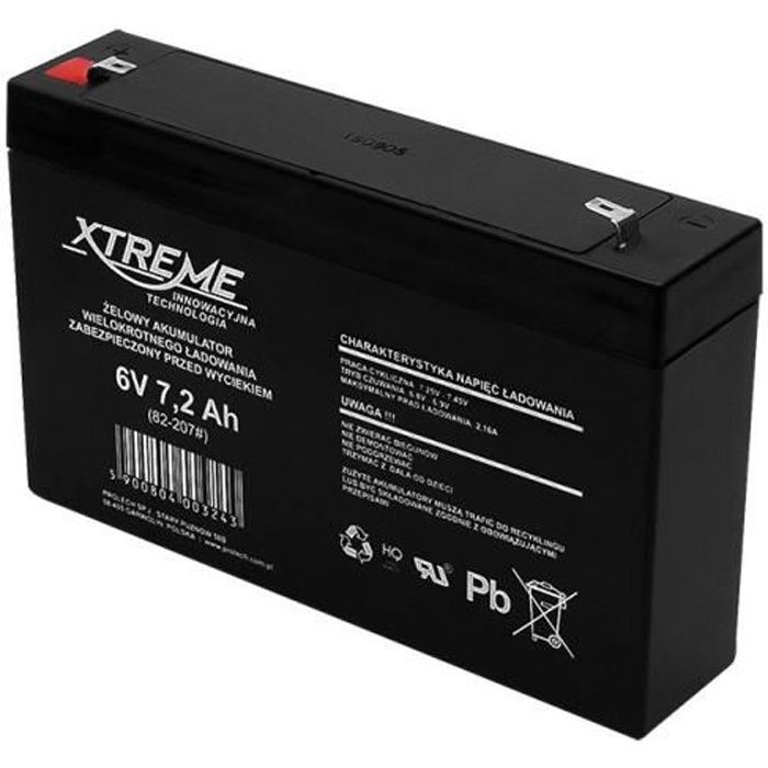Batteria ricaricabile al gel da 6V 7.2Ah - XTREME - Senza manutenzione
