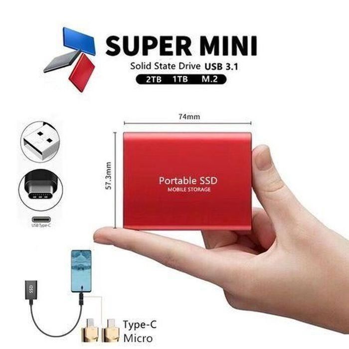 Disco rigido esterno da 4 TB - SSD esterno portatile - 4 TB - USB 3.0 - Nero