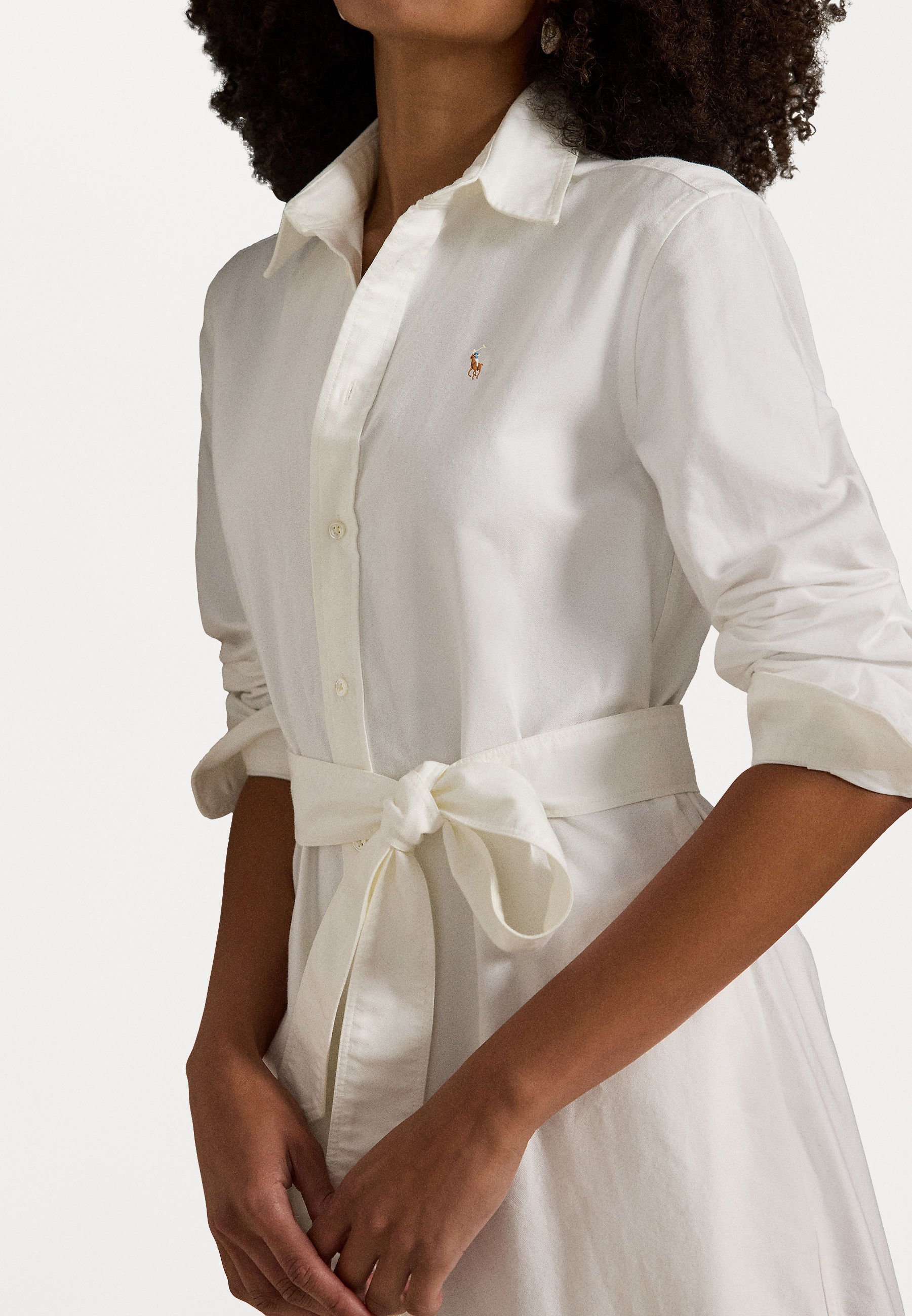 Polo Ralph Lauren BELTED COTTON OXFORD HIRTDRESS - Marškinių suknelė - balta