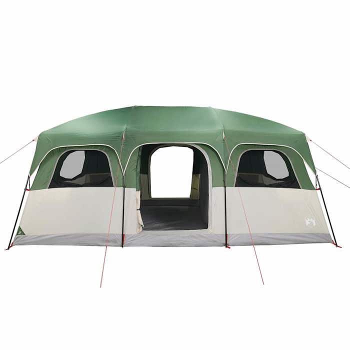 VidaXL Tienda de campaña familiar tipo cabaña para 10 personas, verde, impermeable, tienda de campaña, refugio de camping, refugio de jardín, tienda de campaña 94539