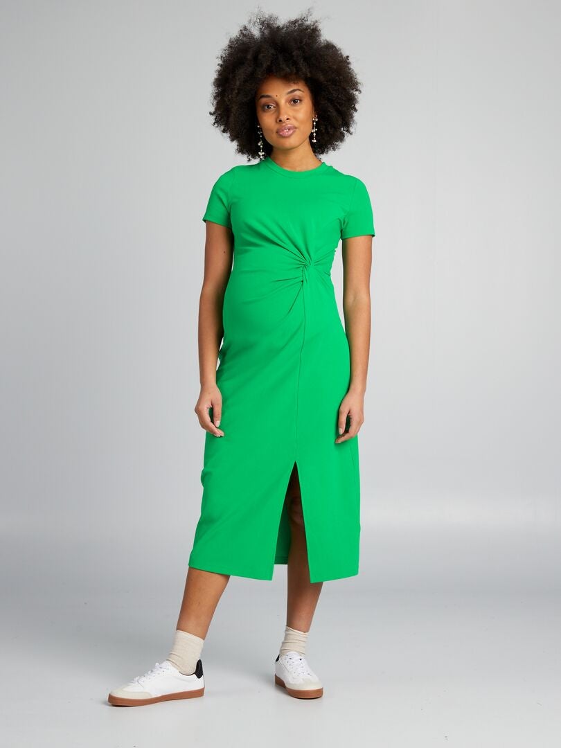 Vestido largo premamá elástico - VERDE