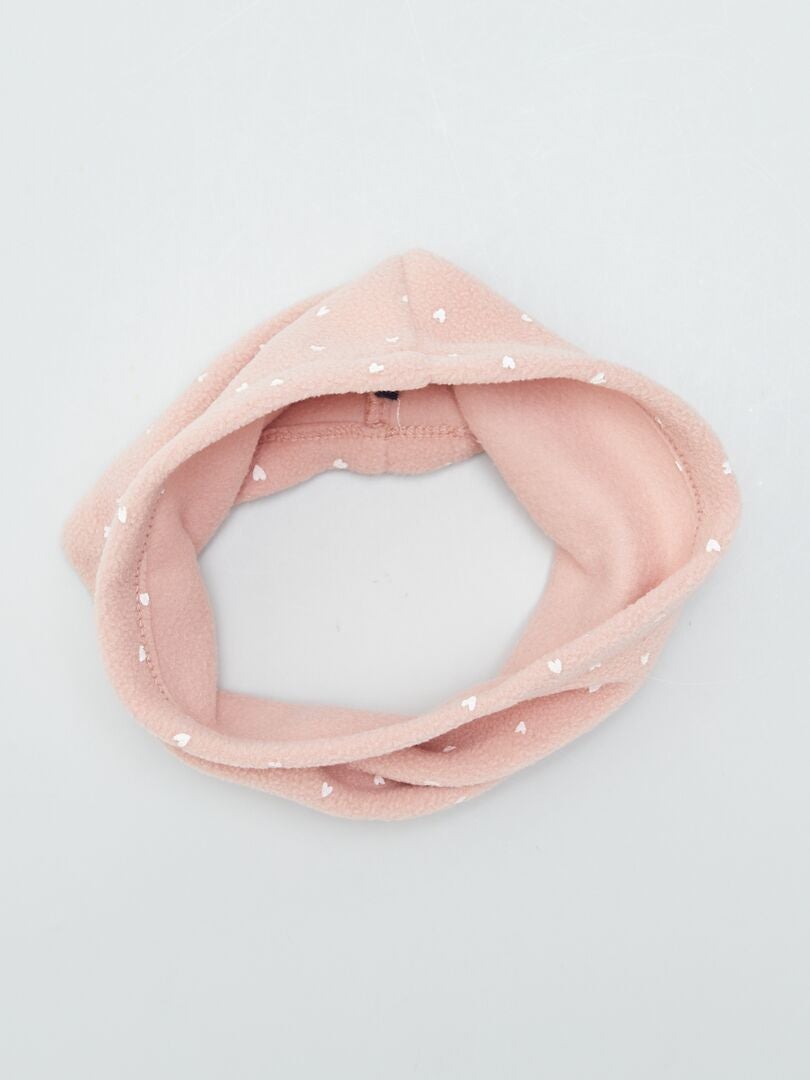 Conjunto de gorro e cachecol de lã polar - ROSA