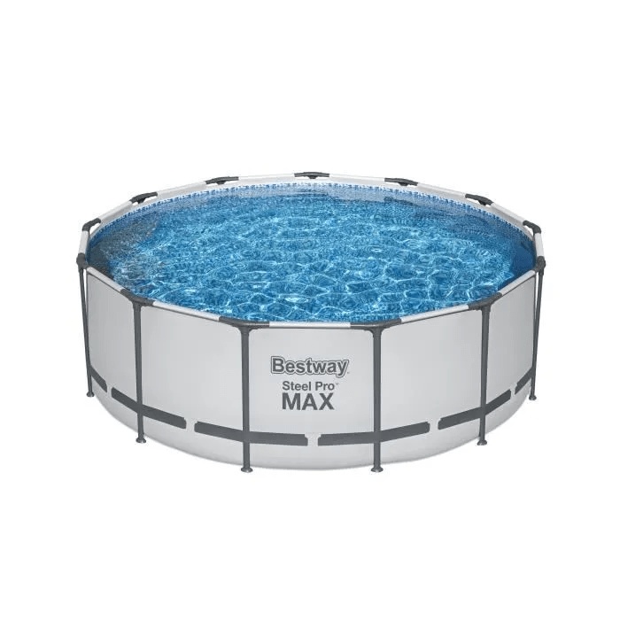 Kit de piscina tubular elevada BESTWAY - Steel Pro Max™ - 396 x 122 cm - Redonda (Incluye bomba, escalera, cubierta y cartucho de filtro) + Skimmer