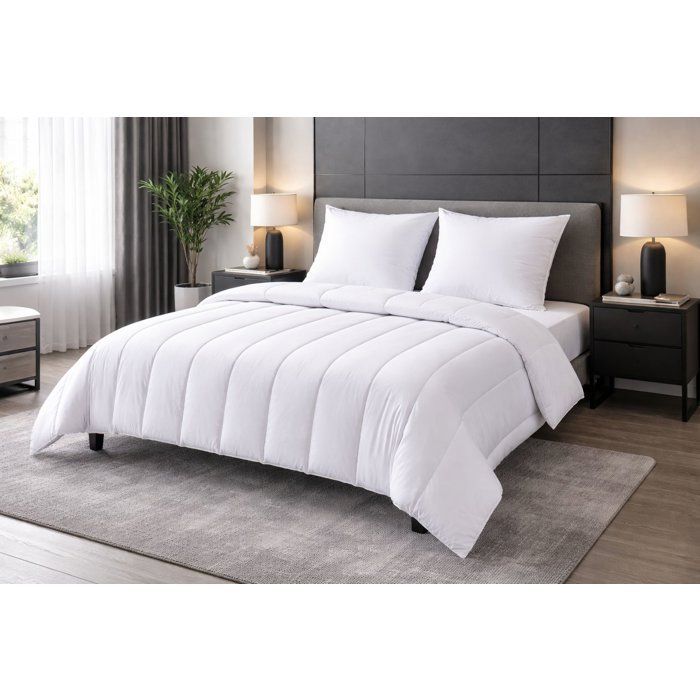 Conjunto de cama em microfibra - 1 edredom quente 220x240 cm + 2 fronhas 60x60 cm branca