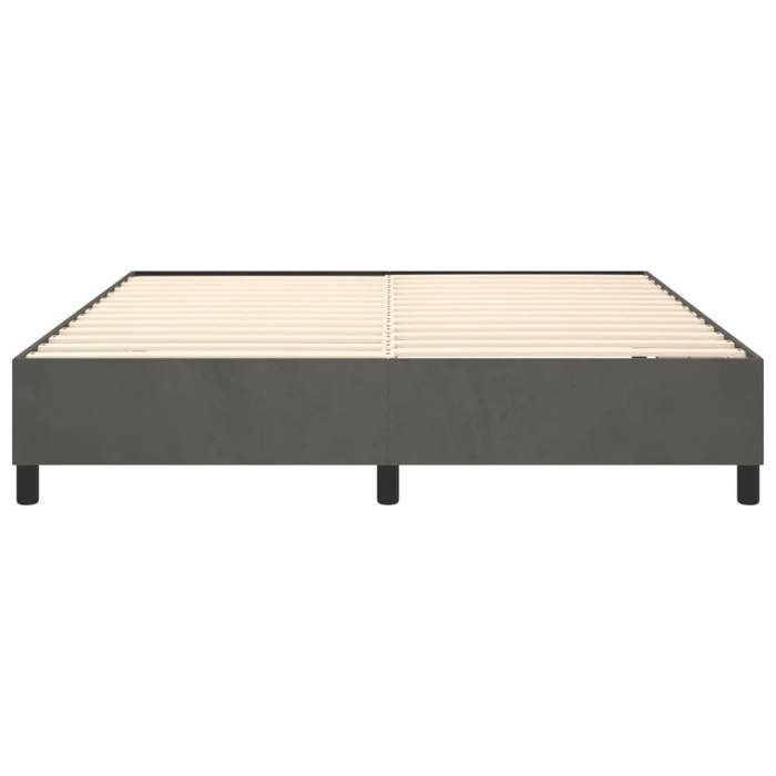 Cama de madera gris de 200 x 200 cm - Carga máxima 150 kg - Estructura de cama de muelles gris oscuro de 200 x 200 cm, terciopelo 005_422891