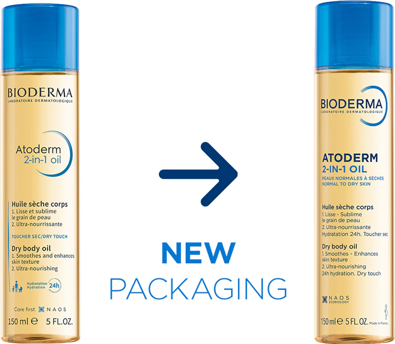 Óleo Bioderma Atoderm 2 em 1: óleo intensamente nutritivo para pele seca.