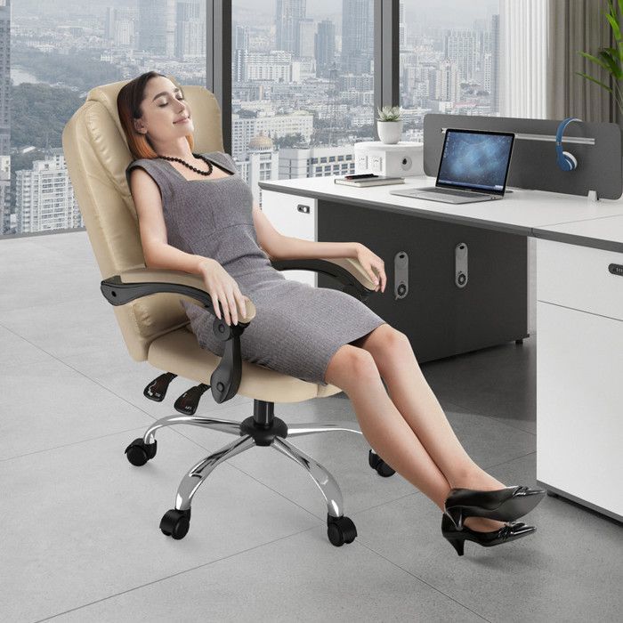 Silla de oficina ergonómica - Silla de oficina Rattantree - Altura regulable - Giratoria - Acolchado doble grueso - Marrón