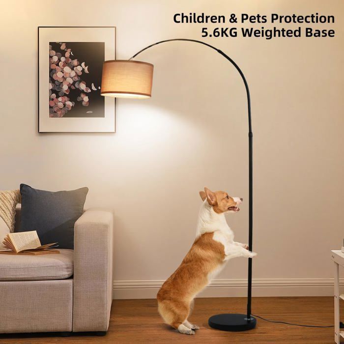 ANTENLICHT Lampada da terra ad arco color argento-marrone: dimmerabile, attacco LED E27, stile vintage, per soggiorno/camera da letto/hotel