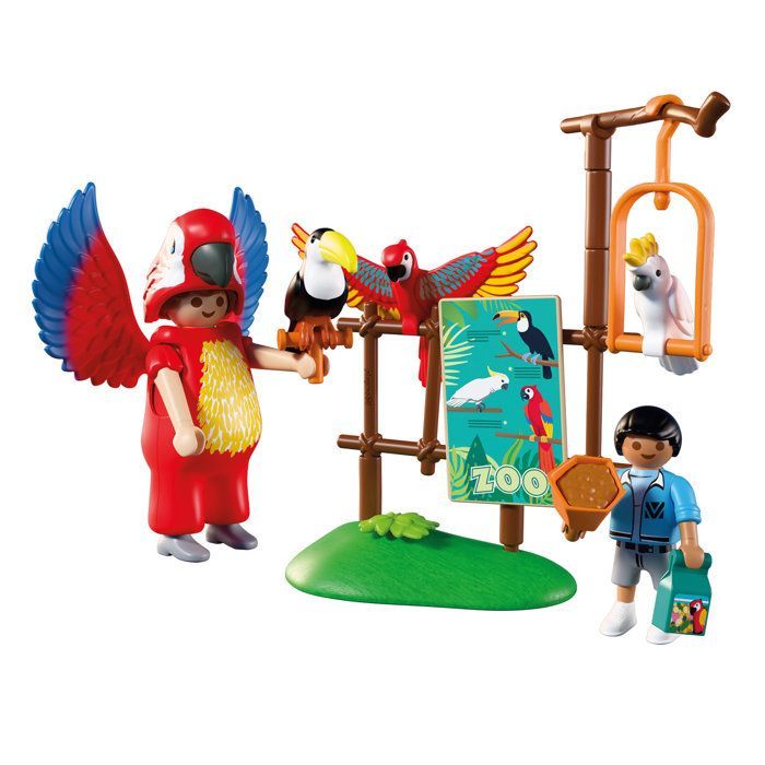 Playmobil 72074 Dierentuin: Kleurrijke papegaaimascotte en kind